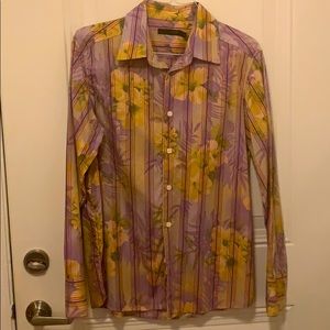 Funky purple and flowered button up